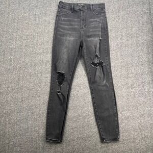 Fashion Nova Womens High Rise Distressed Skinny Jeans Faded Black 11
